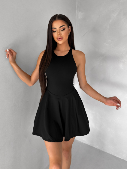Černé tenisové krátké šaty ROUTALA