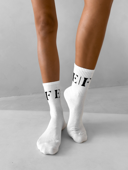 Bílé vysoké ponožky ERIKA FASHION Bolt
