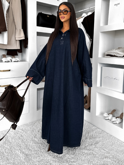 Modré džínové oversize maxi šaty FYNERA