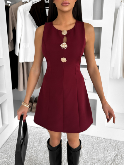 Vínové elegantní krátké koktejlové šaty LUNAVIA