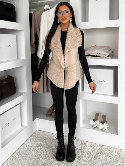Béžová kožešinová vestička VERAN
