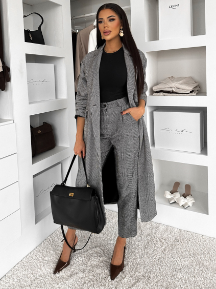 Šedé společenské stylové kalhoty ORLIN