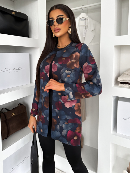 Modrý květinový kabátek PLANTER