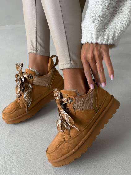Cihlově hnědé stylové zateplené tenisky MELLOW