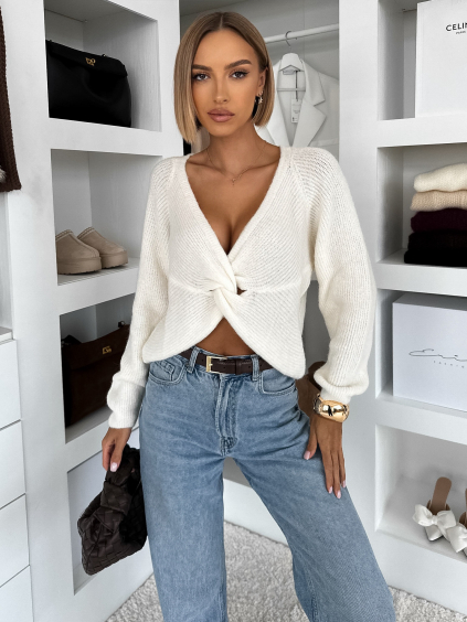 Bílý svetr z alpaky TEXARIA