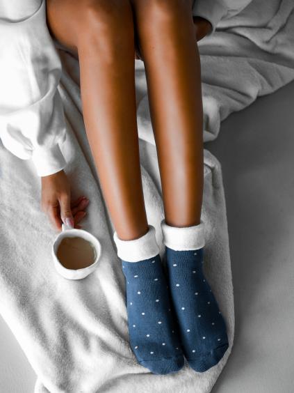 Modré puntikaté teplé ponožky SCENTED