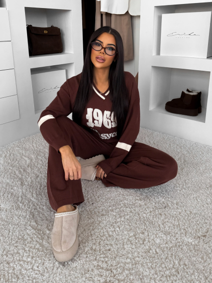 Hnědý svetrový stylový komplet NUVIQUE