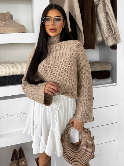 Béžový stylový svetr LUREVIA s rolákem