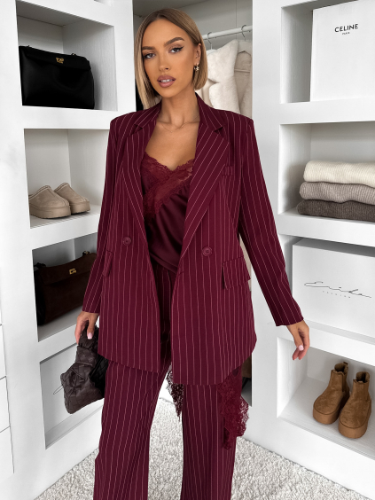 Bordó pruhované elegantní sako LEXUMA