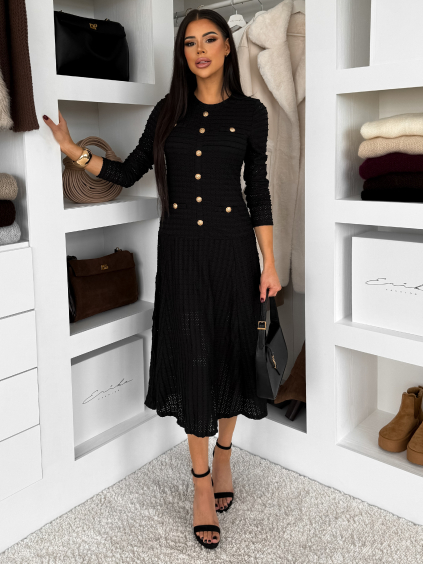 Černé dlouhé šaty MYNTORA s dlouhým rukávem