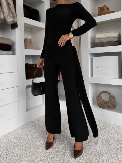 Černé společenské elegantní kalhoty IRAVELL s vlečkou