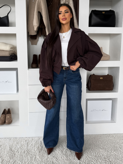 Hnědá krátká balónová bunda RIVOYA