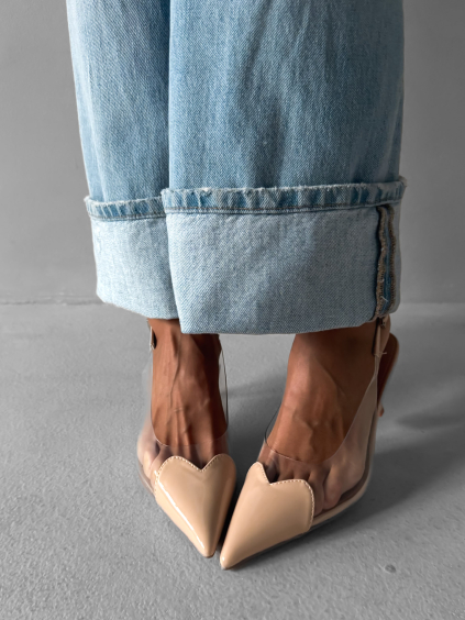 Béžové transparentní lodičky na podpatku KELVIA