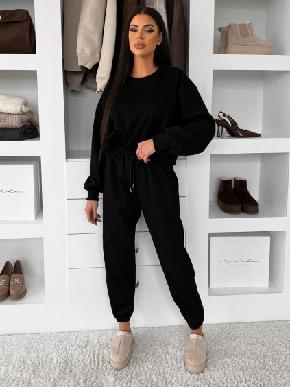 Černá basic pohodlná tepláková souprava FRALUNE