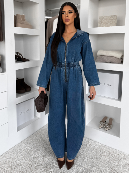 Modrý džínový dlouhý overal  ARGENT s dlouhým rukávem