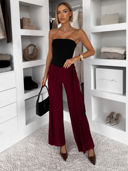 Bordó volné elegantní kalhoty IRAVELL