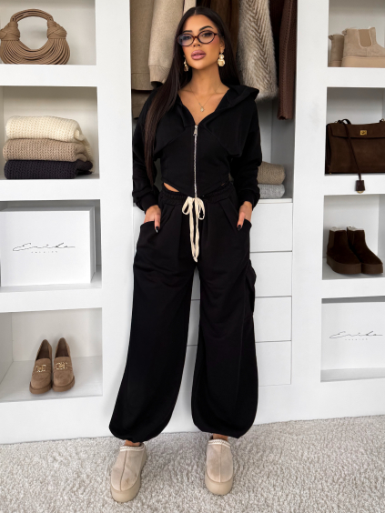 Černá bavlněná tepláková teplákovka souprava WENARI