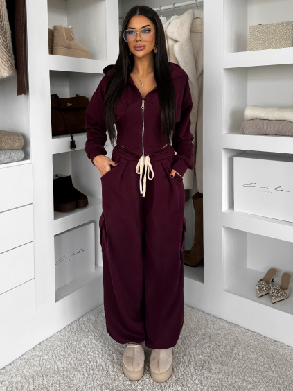 Vínová bavlněná tepláková teplákovka souprava WENARI