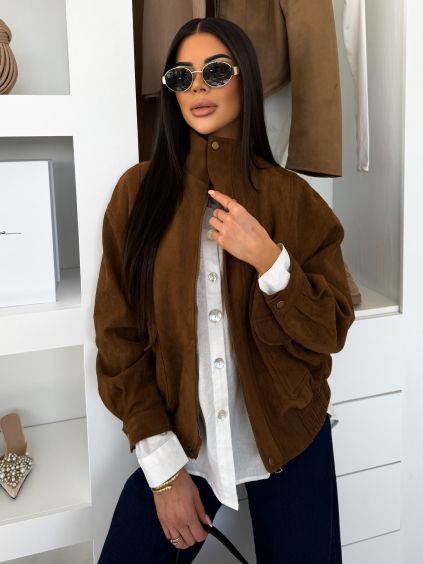 Hnědá semišová bunda SINORRA