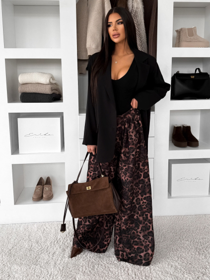 Leopardí široké wide leg leopardí kalhoty EMARIE