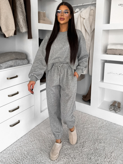 Šedá basic tepláková bavlněná souprava FRALUNE