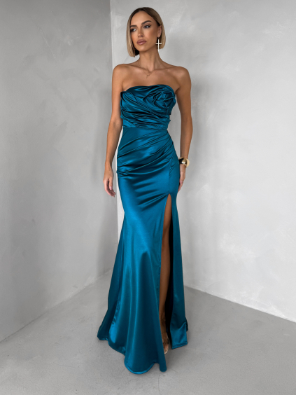 Petrolejové společenské korzetové šaty ZONTIRE