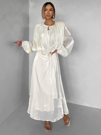 Krémové elegantní dlouhé šaty CHOREMI