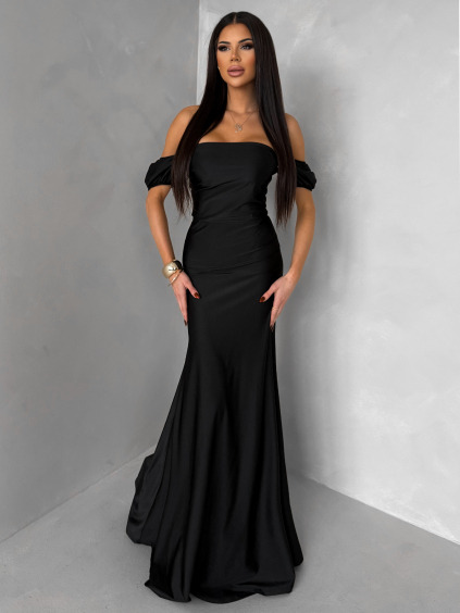 Černé společenské dlouhé plesové šaty LUNZARO