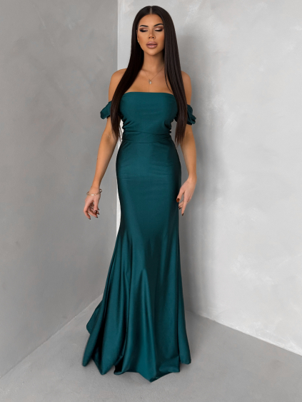 Smaragdové společenské plesové dlouhé šaty LUNZARO