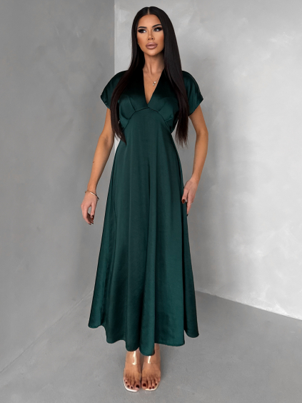 Smaragdové elegantní jednoduché midi šaty OMNIS