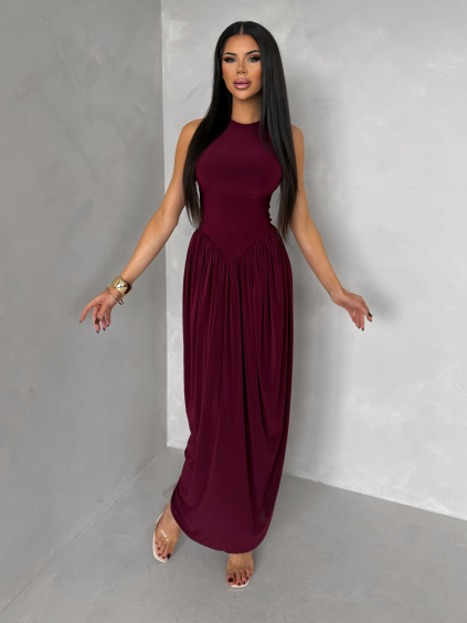 Vínové tvarující společenské šaty ALYRION
