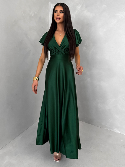 Zelené společenské jednoduché dlouhé šaty JUNADIE