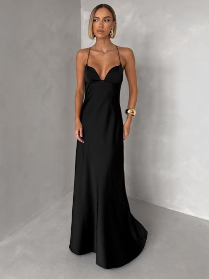 Černé společenské dlouhé šaty ZUNDARA na ramínka