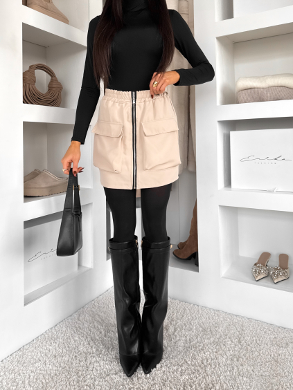 Béžová krátká sukně GLIMARO na zip