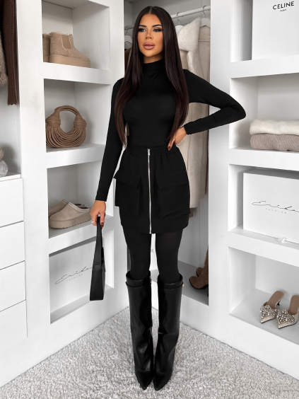 Černá mini krátká sukně GLIMARO na zip