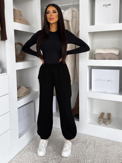 Černé bavlněné jogger dlouhé tepláky MISTY