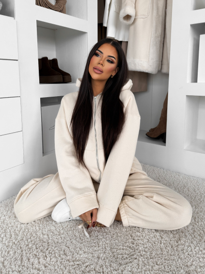 Krémové bavlněné pohodlné tepláky MOTION