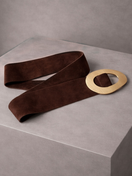 Tmavě hnědý elegantní semišový pásek XELMINA