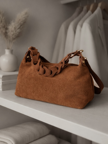 Hnědá semišová mini kabelka HASELVI