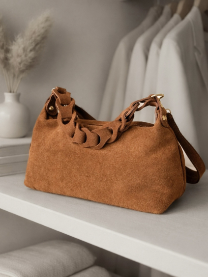 Hnědá semišová mini kabelka HASELVI