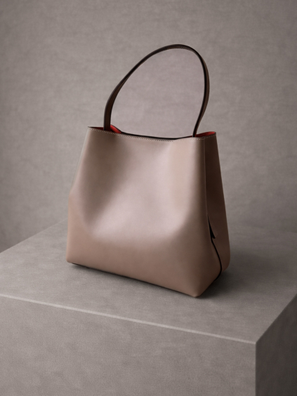 Béžová kožená jednoduchá kabelka JEOLANI