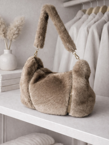 Béžová plyšová kabelka JURELIA