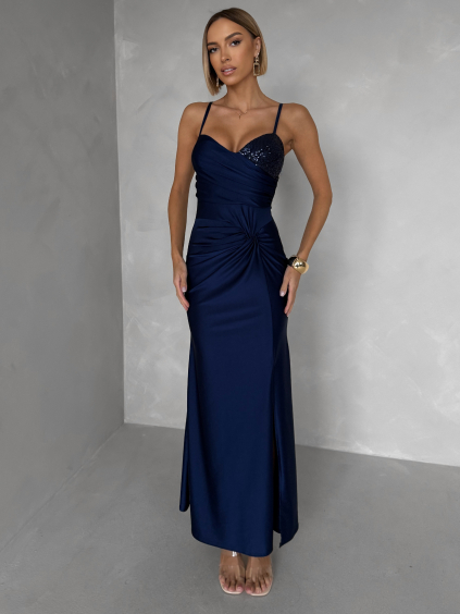 Tmavě modré společenské dlouhé šaty ALVEA