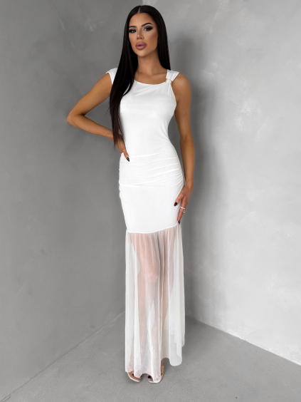 Bílé dlouhé společenské šaty UMEALA