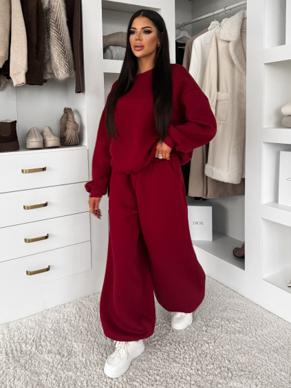 Bordó bavlněné zateplené tepláky TAVELYS