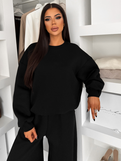 Černá bavlněná zateplená oversize mikina LOFARI