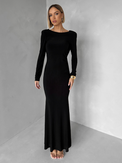 Černé jednoduché společenské dlouhé šaty MORIEL