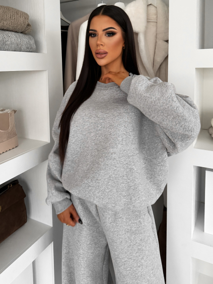 Šedá bavlněná zateplená oversize mikina LOFARI