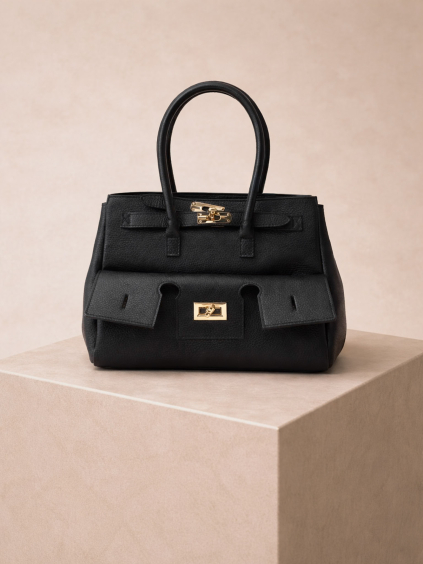 Černá luxusní kožená kabelka WYNOLEA