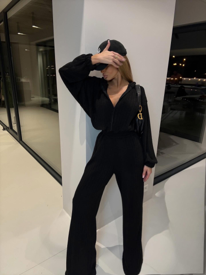 Černý luxusní dlouhý overal VELIANO